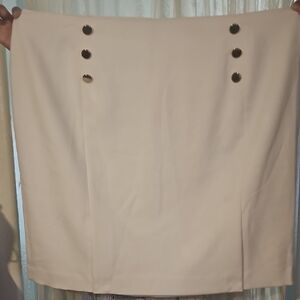 Calvin Klein Cream Pencil Skirt with Button Details